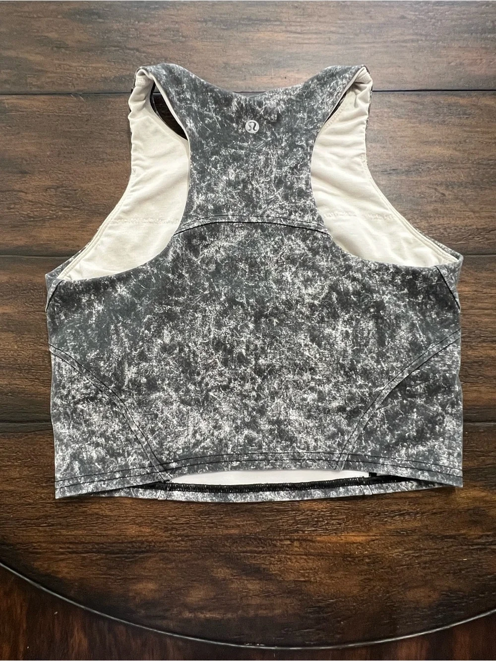 Lululemon Invigorate Training Tank Top Denim Wash Print White Opal Multi Size 6